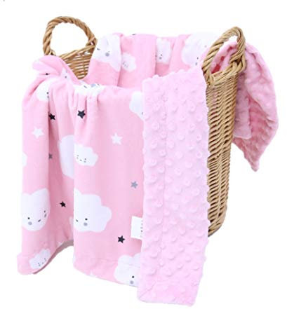 MiLeo Babydecke Mädchen rosa sehr weiche und Flauschige Kuscheldecke für Ihr Baby Erstlingsdecke Krabbeldecke Spieldecke Puckdecke Geschenk zur Geburt Erstausstattung