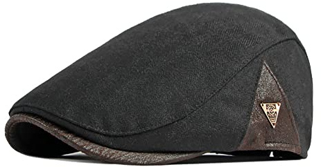 Adantico Hombre de la Boina Gorra de Invierno Sombrero Newsboy Caps (Negro)