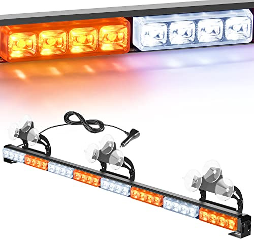 Nilight Traffic Advisor Emergency Strobe Light Bar 35Inch 32LED 21 Flash Patterns Directional Safety Warning Lights with Cigar Lighter on Trucks Police Cars Construction Vehicles
