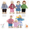 Wooden Dollhouse People Family Set with Cat and Dog, Dolls House Figures for Pretend Dollhouse Accessories Gift