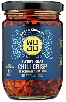 WUJU Chili Crisp Oil - Crunchy Chili, Garlic Flakes, Sweet Heat, 7.41 oz