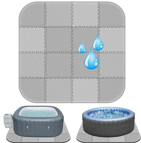 Winceed 215,9 cm große Whirlpool-Matte, 9 mm Dicke, aufblasbare Whirlpool-Schutzunterlage für drinnen und draußen, saugfähiges Spa-Pool-Bodenschutz-Pad, EVA-Schaumpolsterung für tragbare