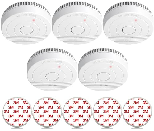Andyssey GS536GC Batterie Rauchmelder mit Magnethalterung, Feuer Detektor mit Fotoelektrischem Sensor, Zertifiziert DIN EN14604, 85 dB Alarmlautstärke, 5 Stück