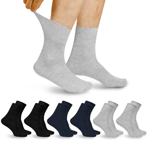 Aomig Calze Uomo in Cotone, Calzini Diabetici e Sanitari per Donna, Elastico Senza Cucitura con Suola Imbottita Extra Larghi