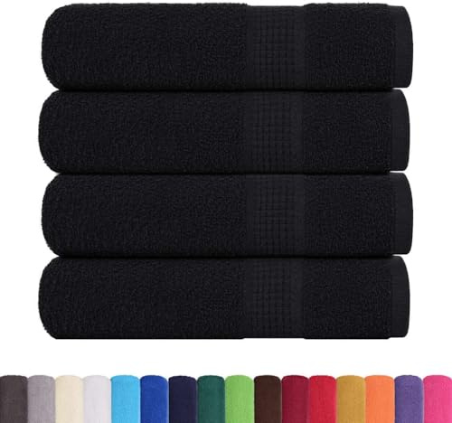 vidaXL Asciugamani da Bagno FROGN 4 pz Neri 100x150cm 360g/m² 100% Cotone, Asciugamano da Bagno, Telo da Bagno, Asciugamano per Gli Ospiti