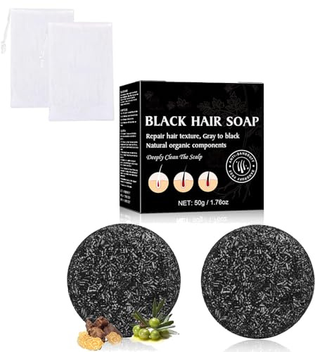 Gray Hair Reverse Shampoo Bar for Unisex, Black Hair Soap for Deep Clean the Scalp Grey, 2 PCS Hair Darkening Soap, Grey Hair Shampoo Bar For Men and Women