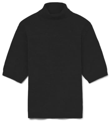 Vero Moda Vmmarina Noos Pull à col roulé 2/4, Noir, L