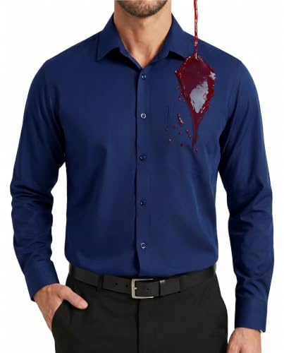 Enlision Camicia Blu Navy Uomo Elegante Manica Lunga Antimacchia Non Stiro Elasticizzata Regular Fit Camicie Formale in Cotone con Taschino Ufficio L