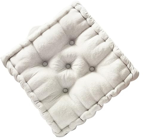 Generico Cuscino per Sedia 45x45x12cm Cuscino Mattonella Sedia da Interno ed Esterno Cuscino Pavimento Materasso Trapuntato Imbottito con Maniglie (Beige)