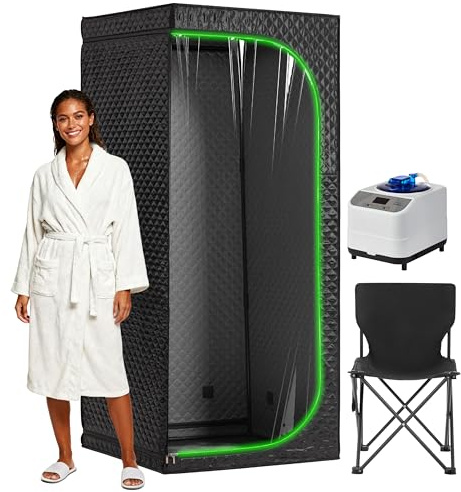 RRGFB Tienda de campaña de sauna portátil, sauna en casa con máquina de vapor de sauna y silla, sauna de vapor personal plegable para desintoxicación, relajación, pérdida de peso