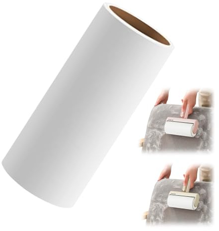 Recambios de rodillo de pelusa mejorados, repuestos extra pegajosos para pelo de mascotas, cinta adhesiva de repuesto fácil de despegar, 60 hojas por rollo (2 rollos, 4 pulgadas)