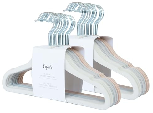 3 Sprouts - Grucce in Velluto per Bambini - Appendini Antiscivolo Salvaspazio per Armadio - Confezione da 30 - Crema + Grigio + Nocciola