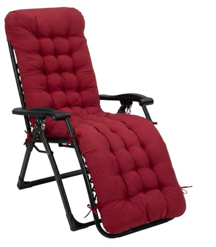 AevQuas Liegenauflage, Auflage Gartenliege 170x53x7 cm, Auflagen für Deckchair, Polsterauflage für Sonnenliege, Auflage Polster für Gartenmöbel mit Einstellband (Red)