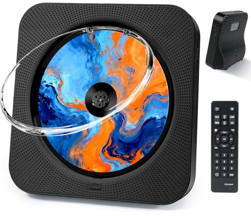 Liphier CD-Spelare med Bluetooth 5.1 och Transparent Dammskydd (Svart) | Vertikal & Sned Placering, Hi-Fi-Stereo, FM-Radio, USB/AUX Hörlursuttag, Idealiskt för Vuxna, Äldre