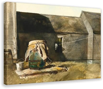 41+ Wyeth Famous Poster Print Dry Well,Rain Barrel by Andrew Wyeth Canvas Poster Wall Art Print Bedroom Decor Office Room Kitchen Decor Gift Frame 16×24inch(40×60cm)