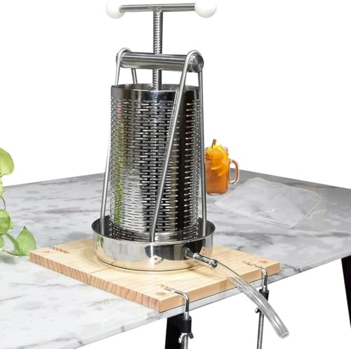 SQUEEZE master Pressa manuale da tavolo per tintura di frutta, vino, erbe e formaggio, da tavolo, 5 litri, in acciaio inox, per risparmiare manodopera, per succo, latte di noci e olio d'oliva