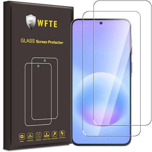 WFTE [2-pack härdat glas för Samsung Galaxy A57 5G, 0,26 mm skärmskydd med 99 % hög transparens, anti-fingeravtrycksskydd med hårdhet 9H-glas för Samsung A57