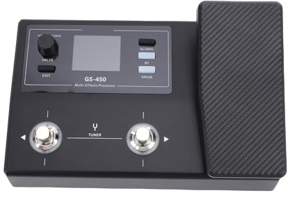 Jectse Pédale de Guitare Multi-effets, Processeur D'effets de Guitare avec 8 Modules Parallèles, 100 Préréglages, Boîte à Rythmes BT, Accordeur, écran LCD, Batterie Rechargeable 2000