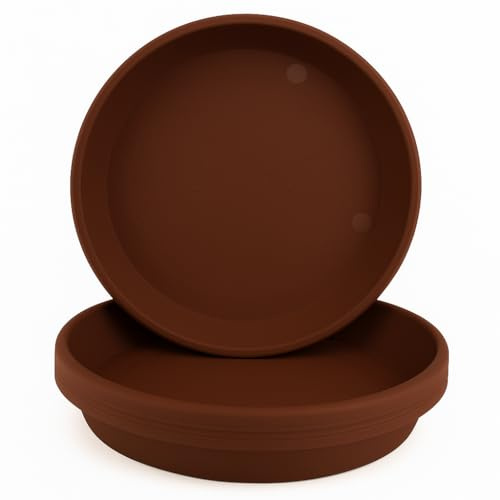Home Garden Ornaments Plato Maceta Redondo 32cm de Diámetro Marrón Oscuro Juego de 5 - Duradero Platos Macetas Plastico - Platos para Macetas para Exteriores e Interiores (Ø32cm, Marrón Oscuro)