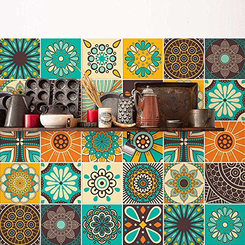 RE-COVERTILES - 54 st Klistermärken Kakel formatera 10x10 cm PS00181 Väggmosaik Cement Kakellim för badrum och kök Peel and Stick