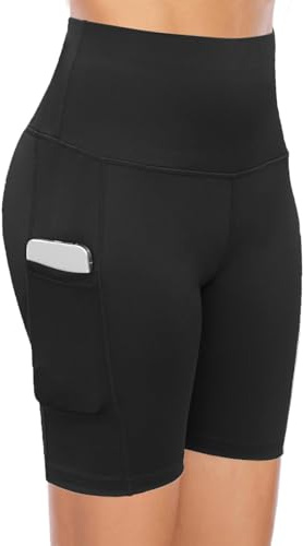 COTOP Pantalones Cortos de Deporte para Mujer, Pantalones Cortos de Yoga de Cintura Alta con 2 Bolsillos Laterales, Mallas Cortas de Mujer para Yoga Correr Fitness Ciclista