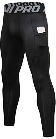LNJLVI Kompressionsleggings för män baslager löpning tights sport fitnessbyxor, Svart, XXL