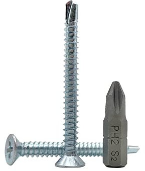 DIN 7504 P Lot de 50 vis autoperceuses en acier zingué avec tête fraisée - pour tôles (4,8 x 50 mm)