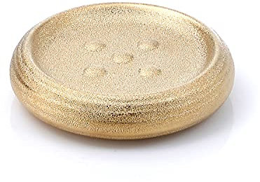 Gedy G-Astrid Portasapone Bagno Oro, Dimensione 2,6 X 12 X 12 CM Peso 0,238 kg, Porta saponetta in Ceramica, Anni di Garanzia 2, Design R&S