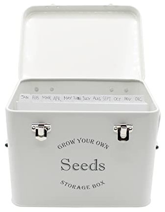 Gardening Naturally Seed Storage Box With Free Envelopes & Dividers French Grey