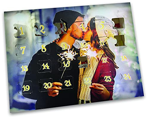 Calendario dell'avvento 2025 personalizzato con foto idea regalo natale bambini ragazzi amore fidanzati famiglia snack al cioccolato al latte cereali bueno cioccolatini christmas buono regalo