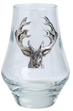 Whisky Nosing Tasting Glass With Scottish Highland Stag Pewter Detail
