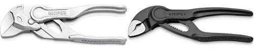 KNIPEX Zangenschlüssel XS, Multi-Schraubenschlüssel, 100 mm, 86 04 100 & Cobra® XS, Mini-Wasserpumpenzange | Rohrzange, Edc-Mini, Chrom-Vanadium, Rostschutz atramentiert, 100 mm, 87 00 100