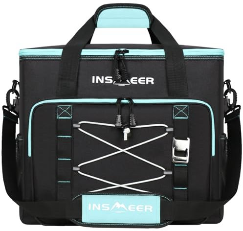 INSMEER Kühltasche Gross 55L, 90 Cans Kühltasche Faltbar, Auslaufsicher & Wasserdicht Isolierte Tasche mit Flaschenöffner XXL Picknicktasche/Einkaufstasche für Ausflug, Camping, Strand