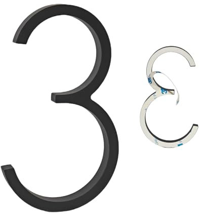 Número de casa, 5 pulgadas 3D autoadhesivo Número de casa, etiqueta engomada de número de dirección para buzón Patio de hotel de apartamentos Negro(3)