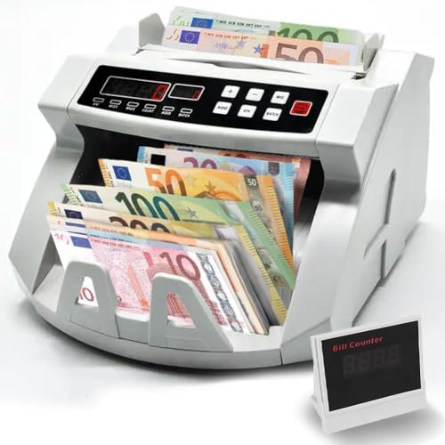 SQUADO - Professioneller Banknotenzähler mit Falschgeld-Detektor und doppeltem LED-Display