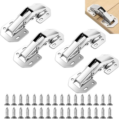 CTCEHL Aufschraubscharnier,4 Stück Schrankscharnier,Holztürscharnier,Aufschraubscharnierscharnier 90°,geeignet für Schranktüren,Holztüren,Holzlattentüren,Kleiderschränke,Spielzeugkisten