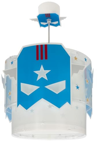 Dalber Lámpara De Techo Colgante Infantil Blue Hero Superhéroe, habitación niños, brilla en la oscuridad