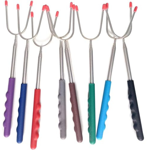 Grillspieße, 8 Stück Grillspieße Teleskop 30-114cm, Marshmallow Spieße für Picknick Camping Campfire BBQ Camping Hot Dog Gemüse(COLOR:wie gezeigt)