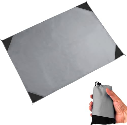 LEKEFETO Coperta da Spiaggia Ultra Leggera E Portatile: Resistente alla Sabbia E Impermeabile, Pieghevole E Compatta per Spiaggia, Picnic, Campeggio E Escursionismo (210 X 200 Cm, Grigio)