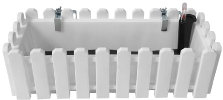 HTI living Pflanzgefäß mit Wasserspeicher 50 cm Nessa Blumenkasten mit Wasserstandsanzeige Weiß