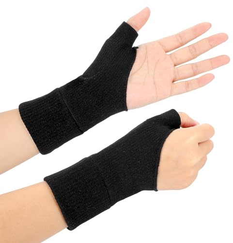 SynHHergyx Wrist Thumb Compression Gloves 2Pcs Elastic Fingerless Glove with Soft Gel Pads for Women & Men Breathable Wrist Brace Compression Sleeves