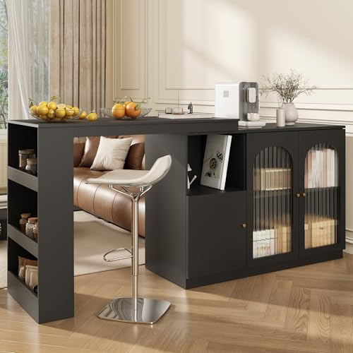 Tavolo da bar girevole a 360° con contenitore e porta in vetro, moderno armadio girevole per sala da pranzo e cucina, elegante pelliccia salvaspazio.