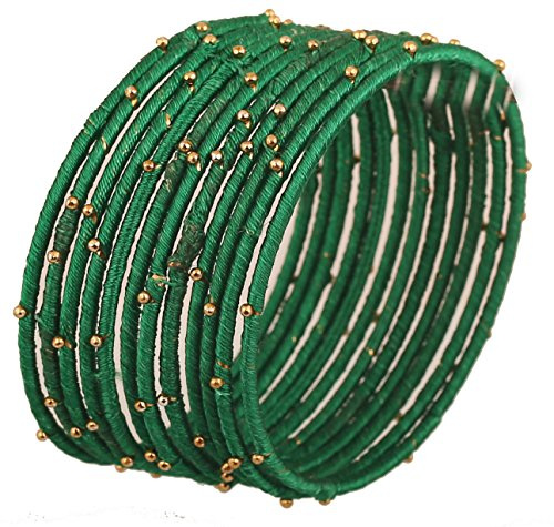 Touchstone Collection de bracelets de fil de soie fabriqués à la main de faux fils de soie superbes perles bracelet bracelets bijoux de créateur pour femme 2.5 Vert