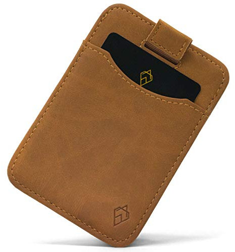 AKIELO Kartenetui mit RFID Schutz und Geschenkbox – Minimalistisch Herren Geldbörse – Kompakte und Schlanke Wallet (Charlie - Hellbraune Ausgabe)