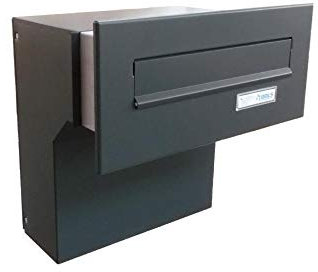 F-04 Cassetta postale passante a muro con targhetta portanome color grigio antracite (RAL 7016) (profondità: 19-27 cm) - LETTERBOX24.de