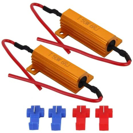SageSunny 2pcs 50W 6OHM LED Resistenza di carico Fix Fast Hyper Flasher per LED Faro Indicatore di direzione Lampadina DRL Fendinebbia Computer Avviso Canceller Decoder