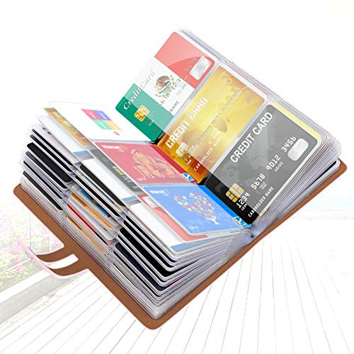 Padike RFID Credit Card Holder, Business Card Holder, with 96 Card Slots, Credit Card Protector for Managing Your Various Cards to Prevent Loss or Damage, Pink, Compact