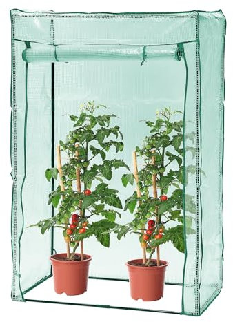 Taylor & Brown Tomato Garden Greenhouse Frame with Heavy Duty Reinforced Green PE Weather Cover with Roll-up Door Growbag Growhouse Vegetables Grow Tent and Cultivation