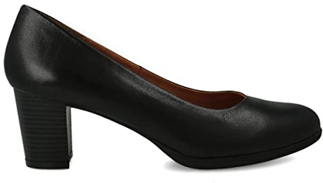 PAYMA - Zapatos de Tacón de Mujer de Piel con Plantilla de Gel integrada. Zapatos Salon Hechos en España. Tacón Ancho. Tacón Medio de 6 cm. Color: Negro. Talla: EU 41