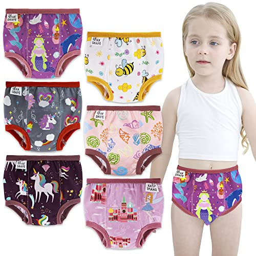 Max Shape 6 Packs of Potty Training Underwear for Girls with Supper Absorbent-Layer,Reusable Baby Toilet Training Pants Cranberry 3 Years